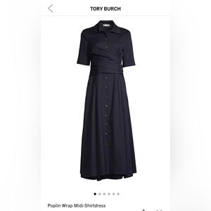 Tory Burch Poplin Wrapped MIDI-Shirtdress